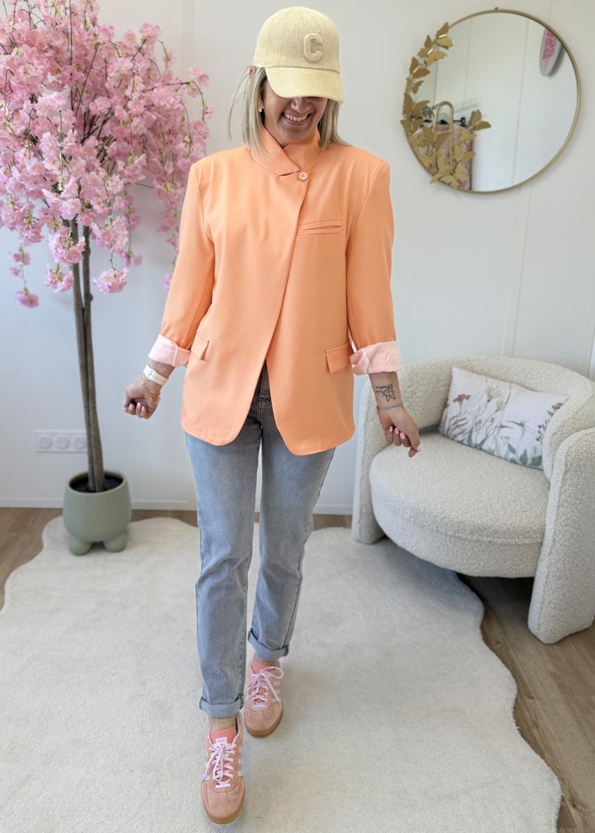 Blazer asymetrique saumon