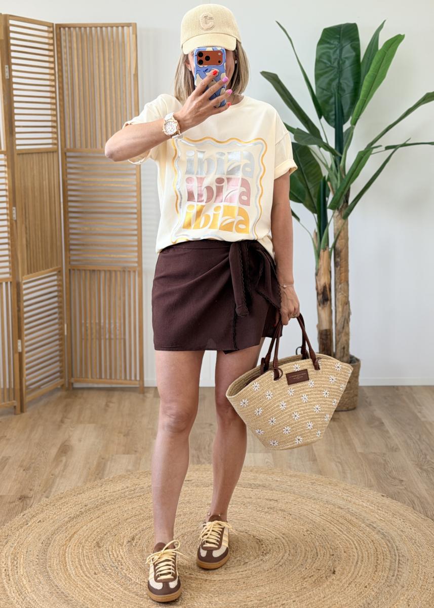 Jupe short Laly choco