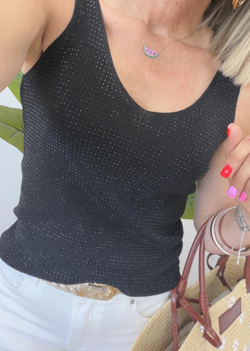 Top strass noir