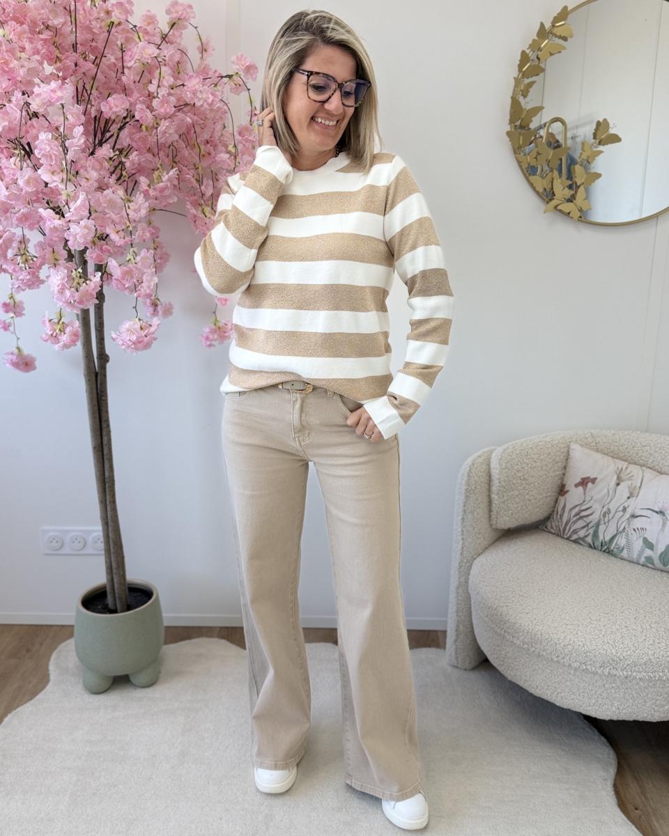 Jean wide leg beige