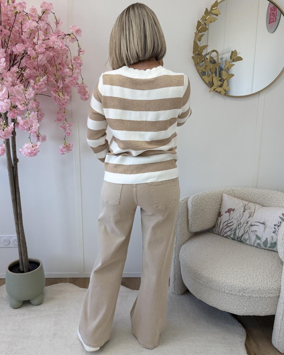 Jean wide leg beige