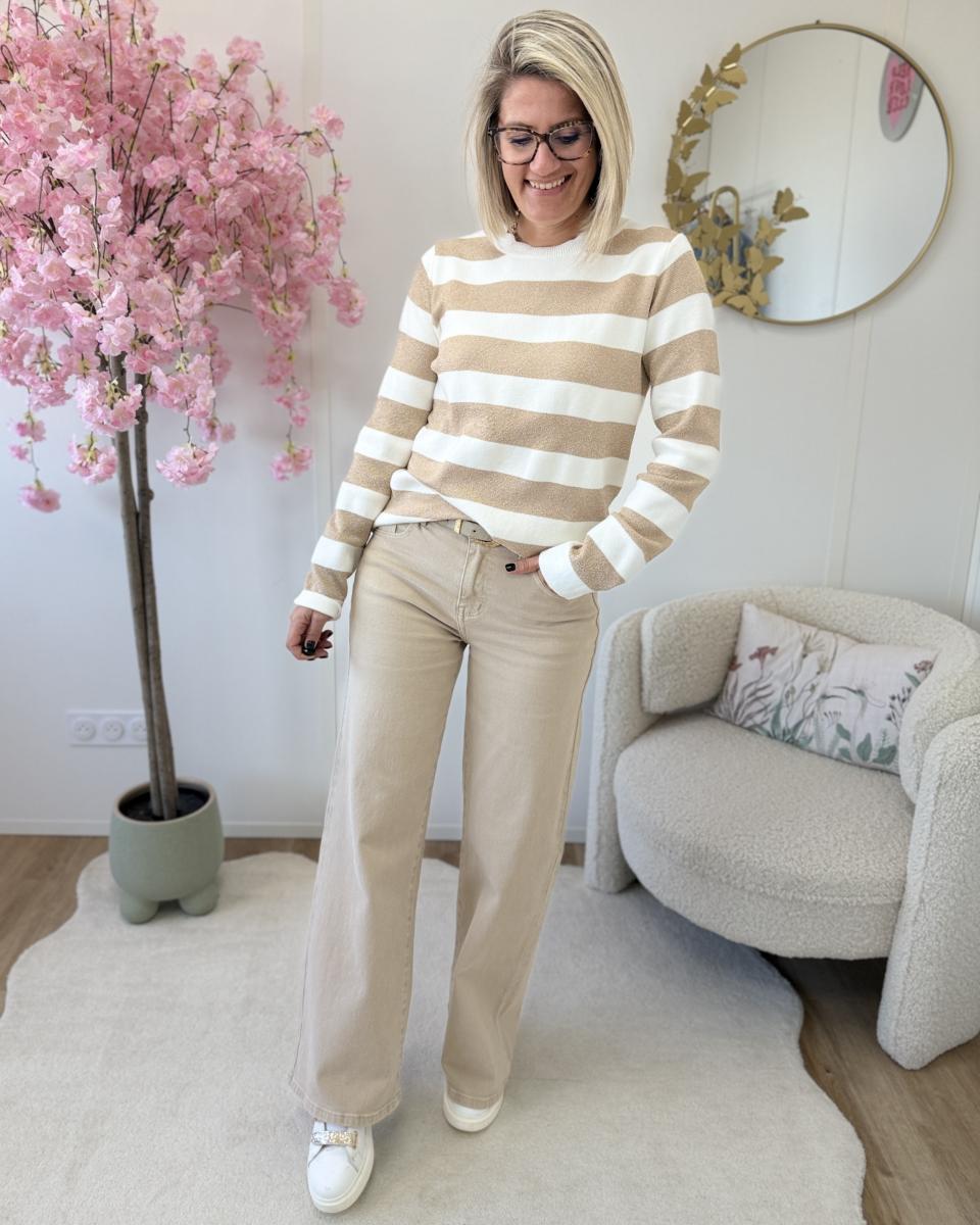 Jean wide leg beige