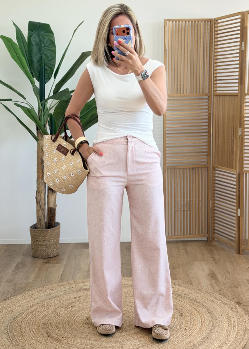Pantalon Harry rose chiné