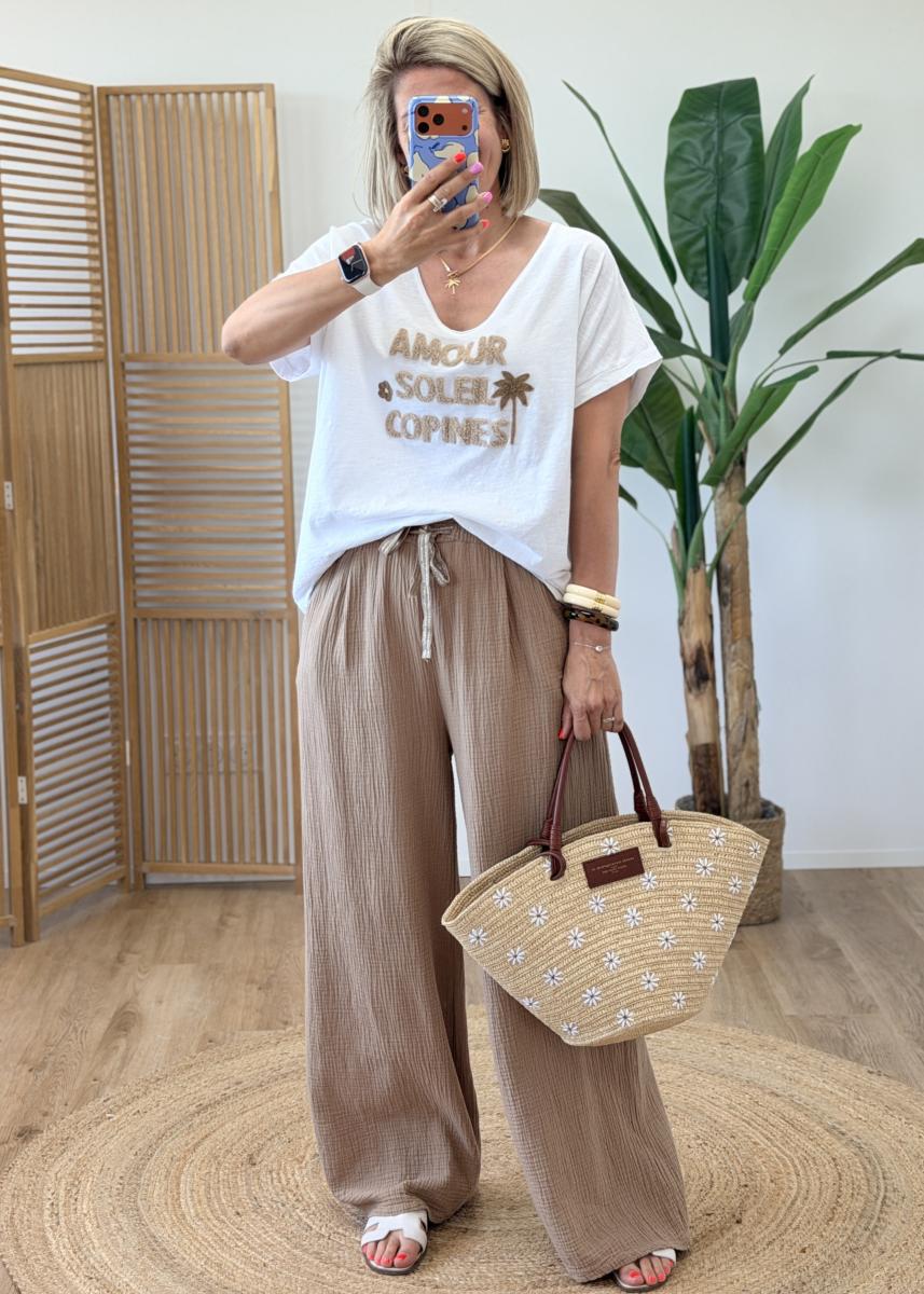 Tee shirt amour soleil camel