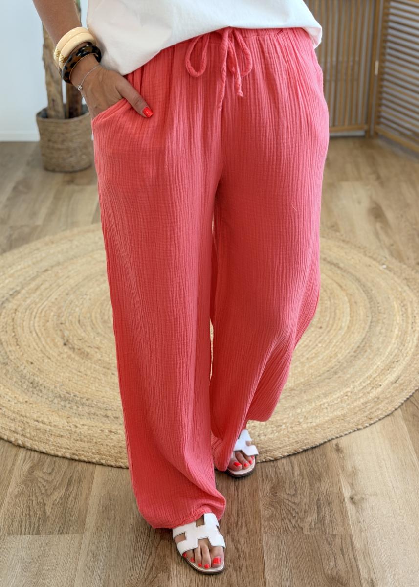 Pantalon Faustine corail