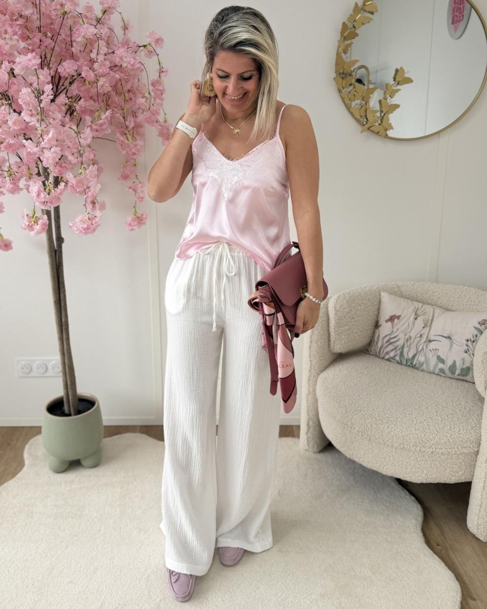 Top rose en soie