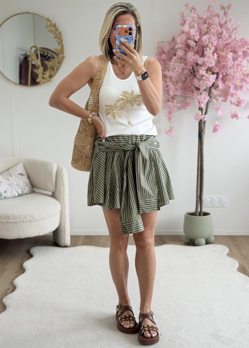 Short chemise kaki