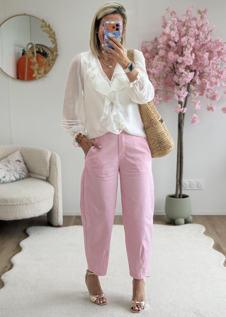 Pantalon barrel rose