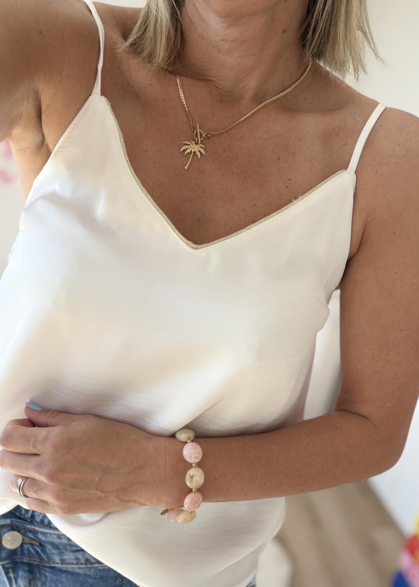 Bracelet ambre beige rose