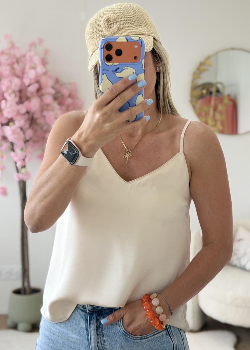 Top satiné beige