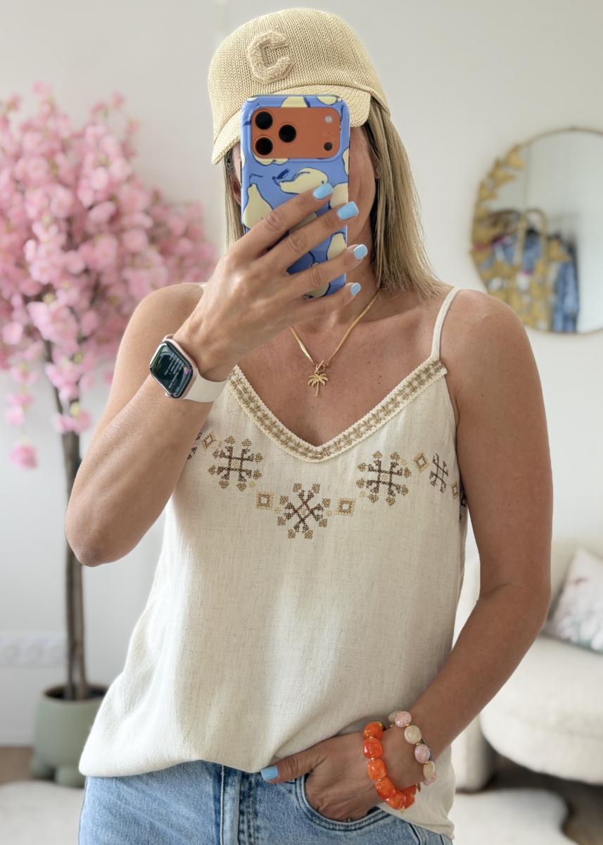 Top en lin beige