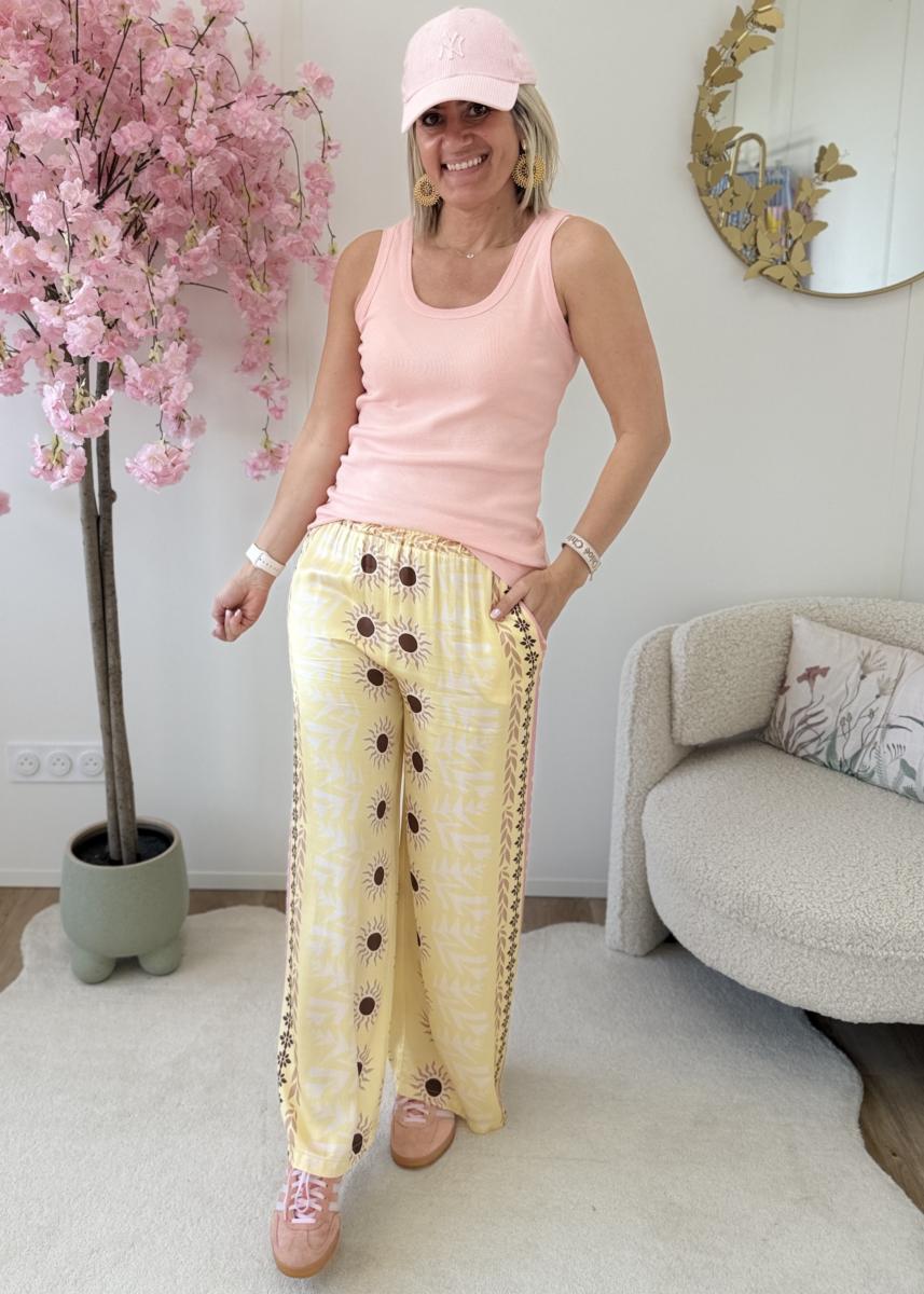 Pantalon en soie jaune