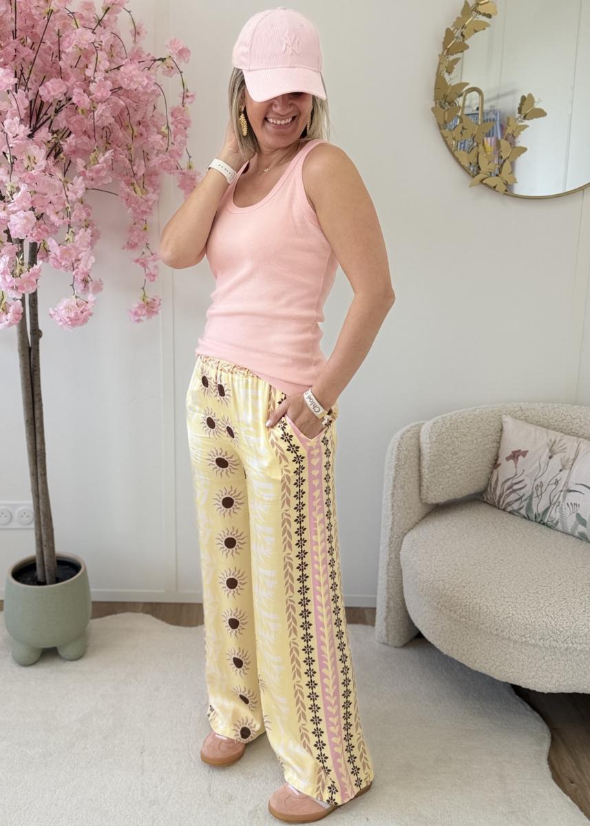 Pantalon en soie jaune