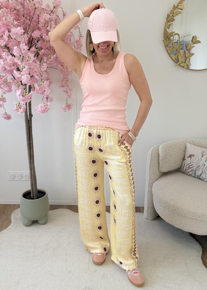 Pantalon en soie jaune