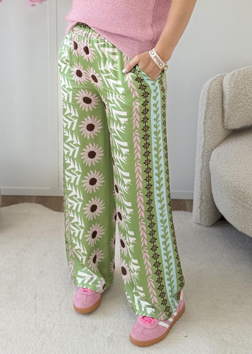 Pantalon en soie vert