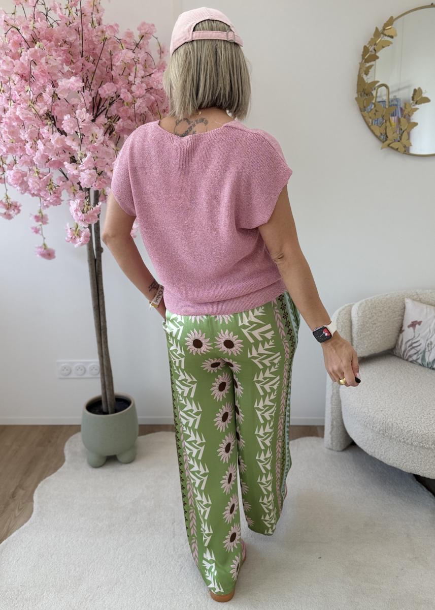 Pantalon en soie vert