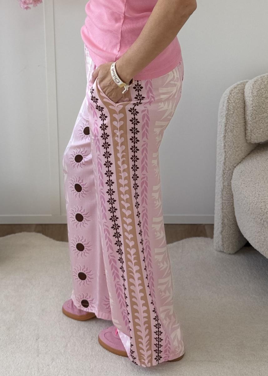 Pantalon en soie rose