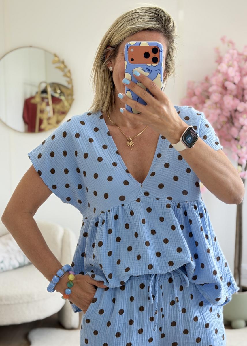 Blouse Leonidas bleu