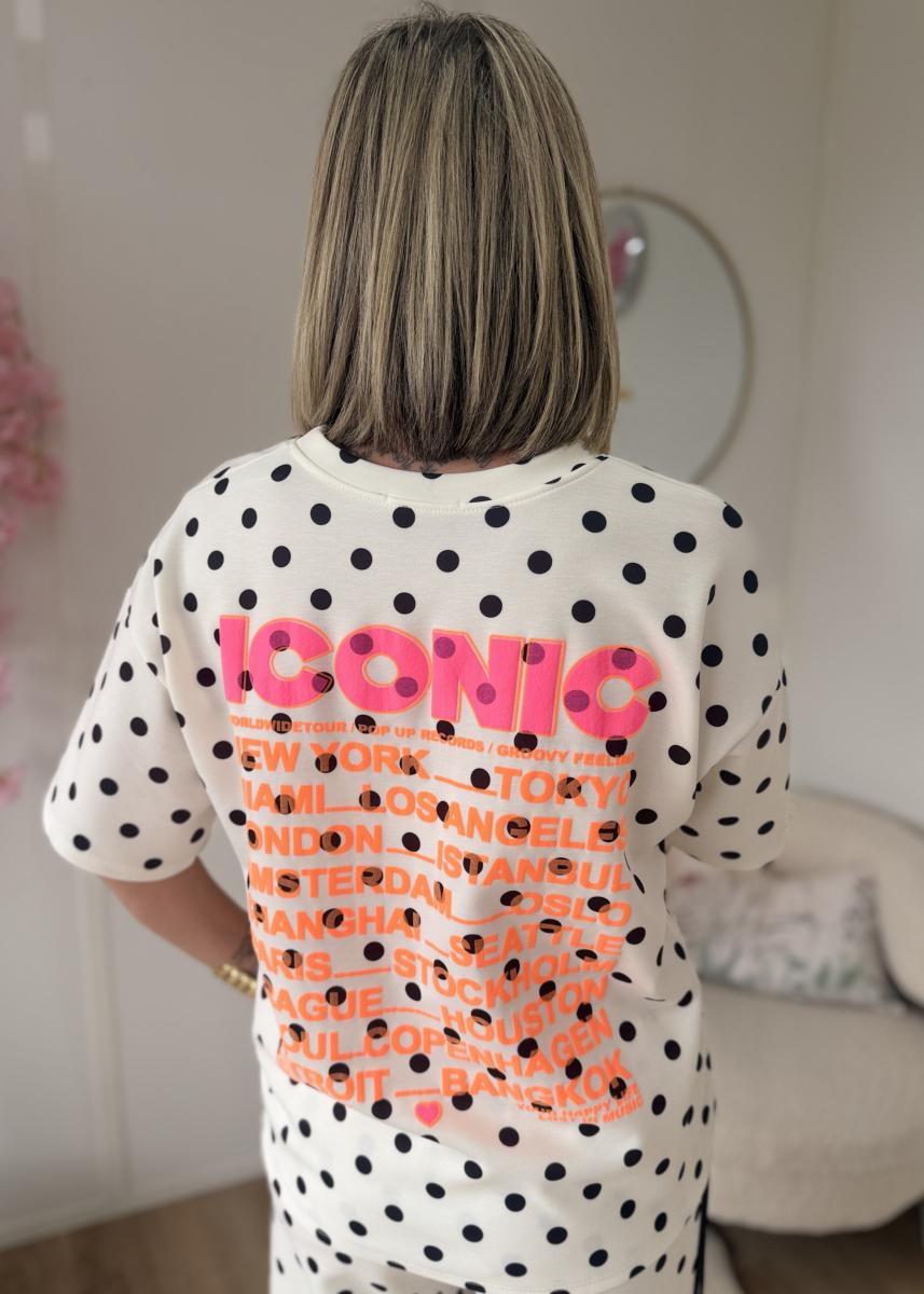 Sweat iconic blanc à pois