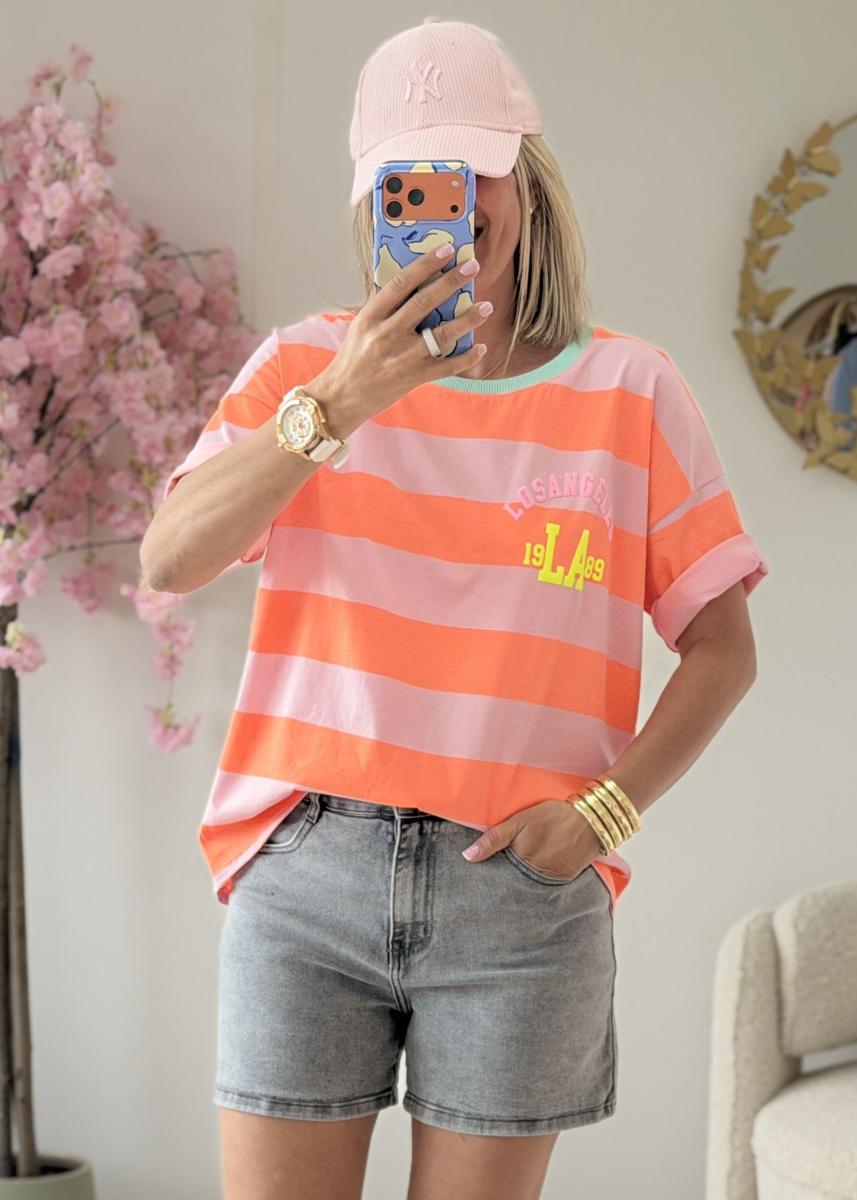 Tee shirt LA orange fluo