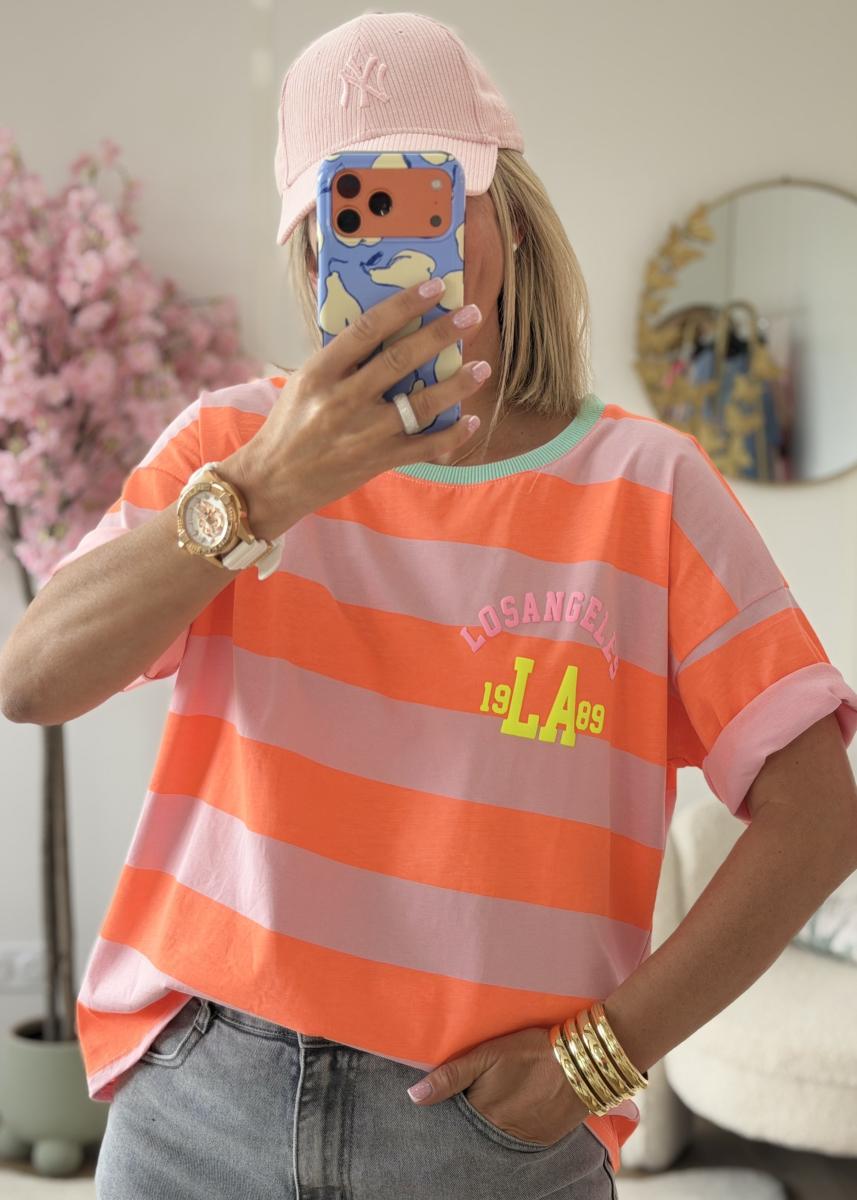 Tee shirt LA orange fluo