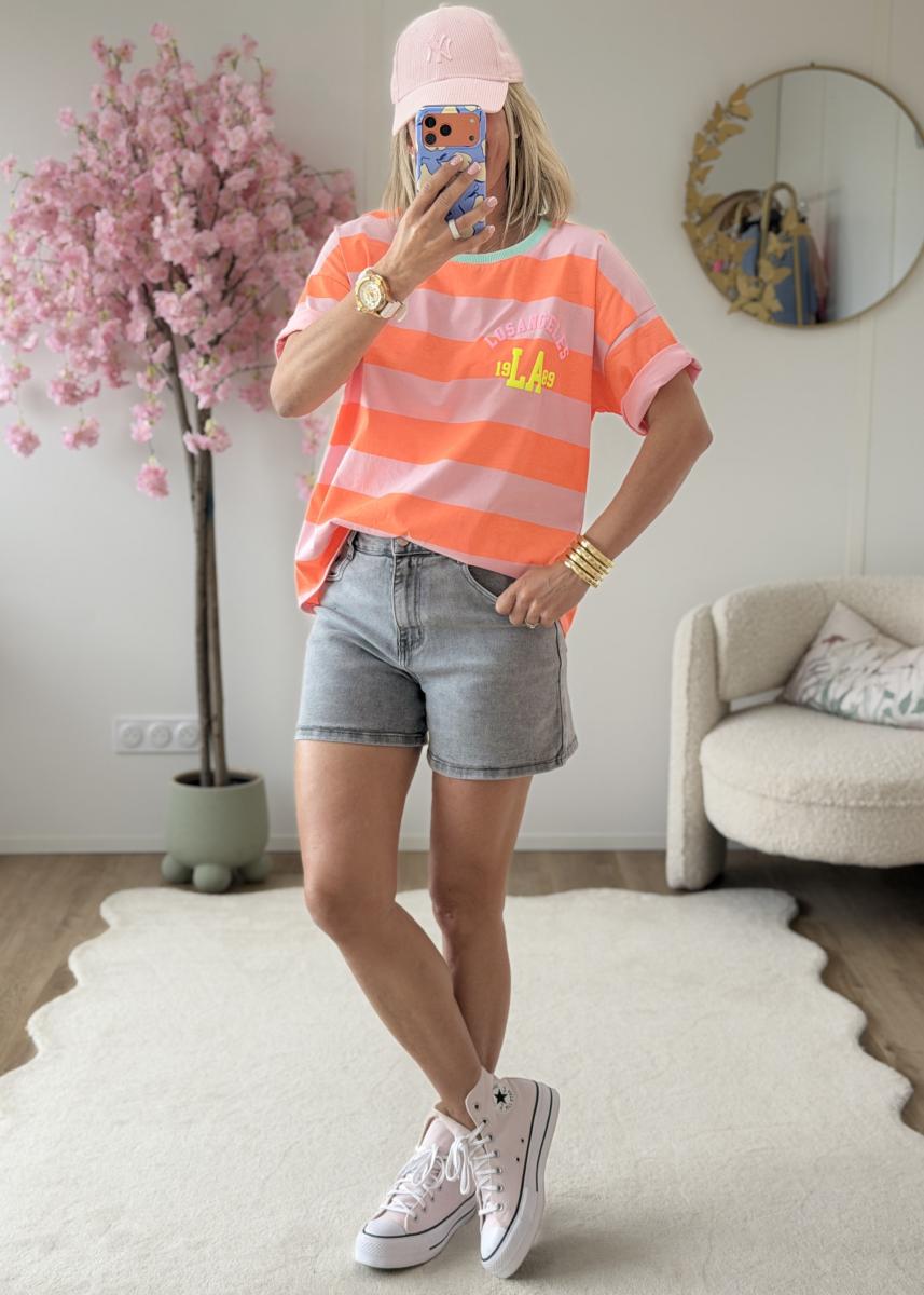 Tee shirt LA orange fluo