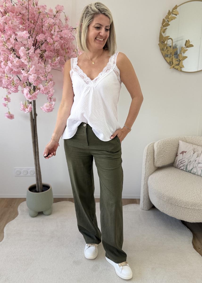 Top en gaze de coton blanc