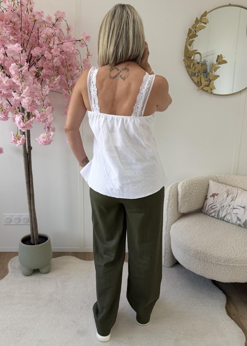 Top en gaze de coton blanc