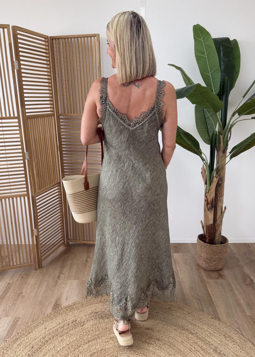Robe en lin kaki