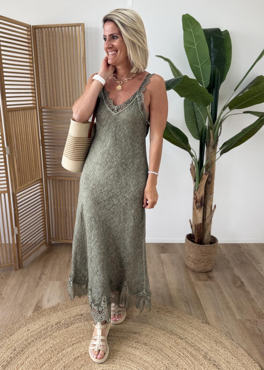 Robe en lin kaki