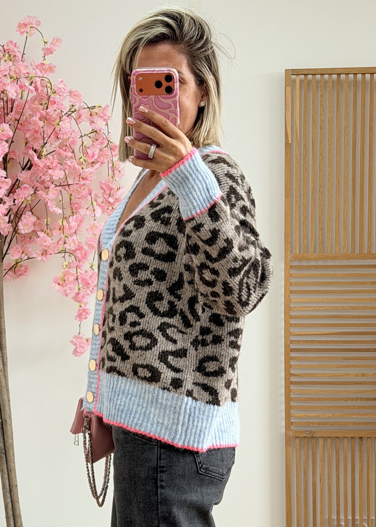 Gilet leo bleu rose