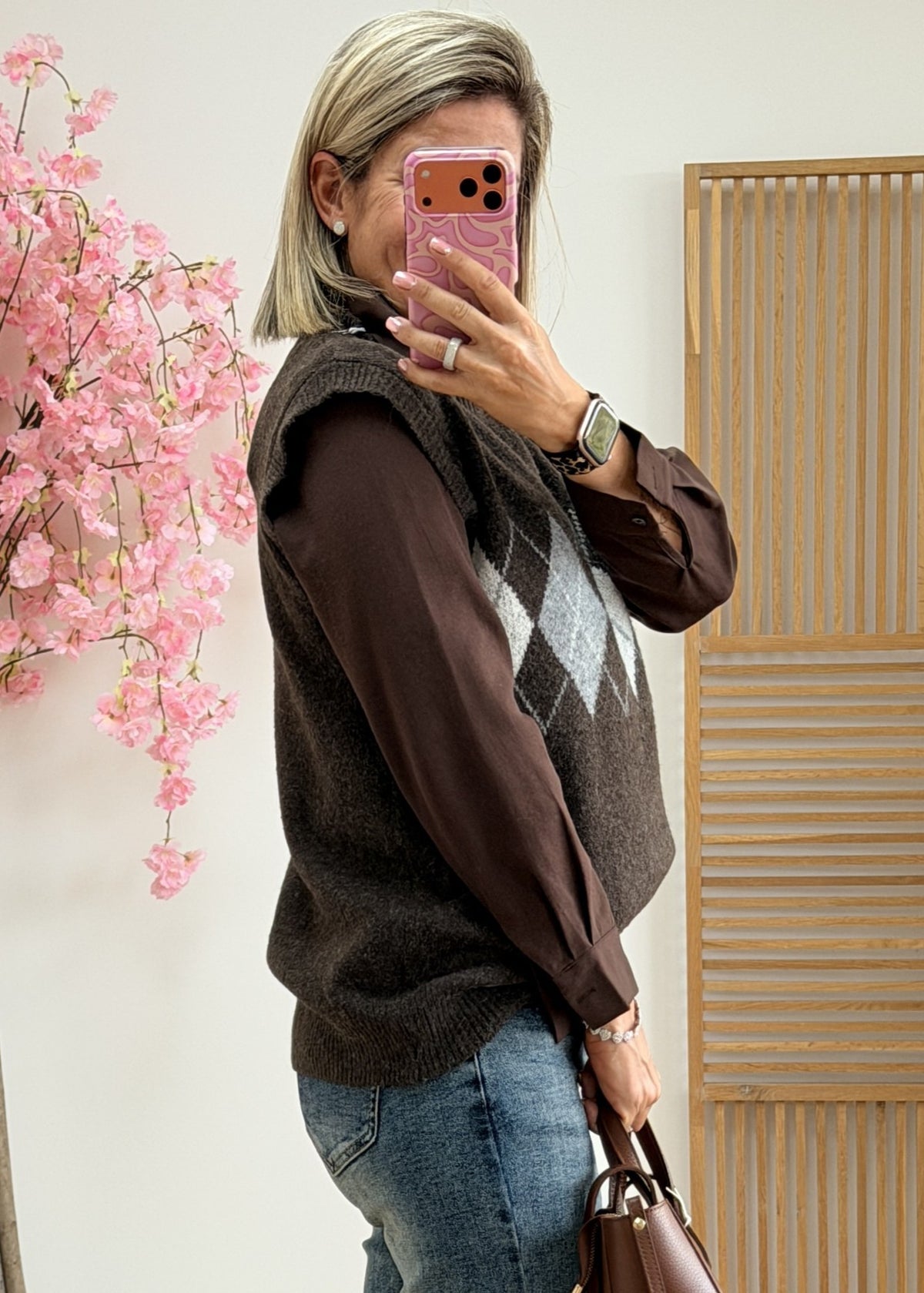 Pull sans manches losanges