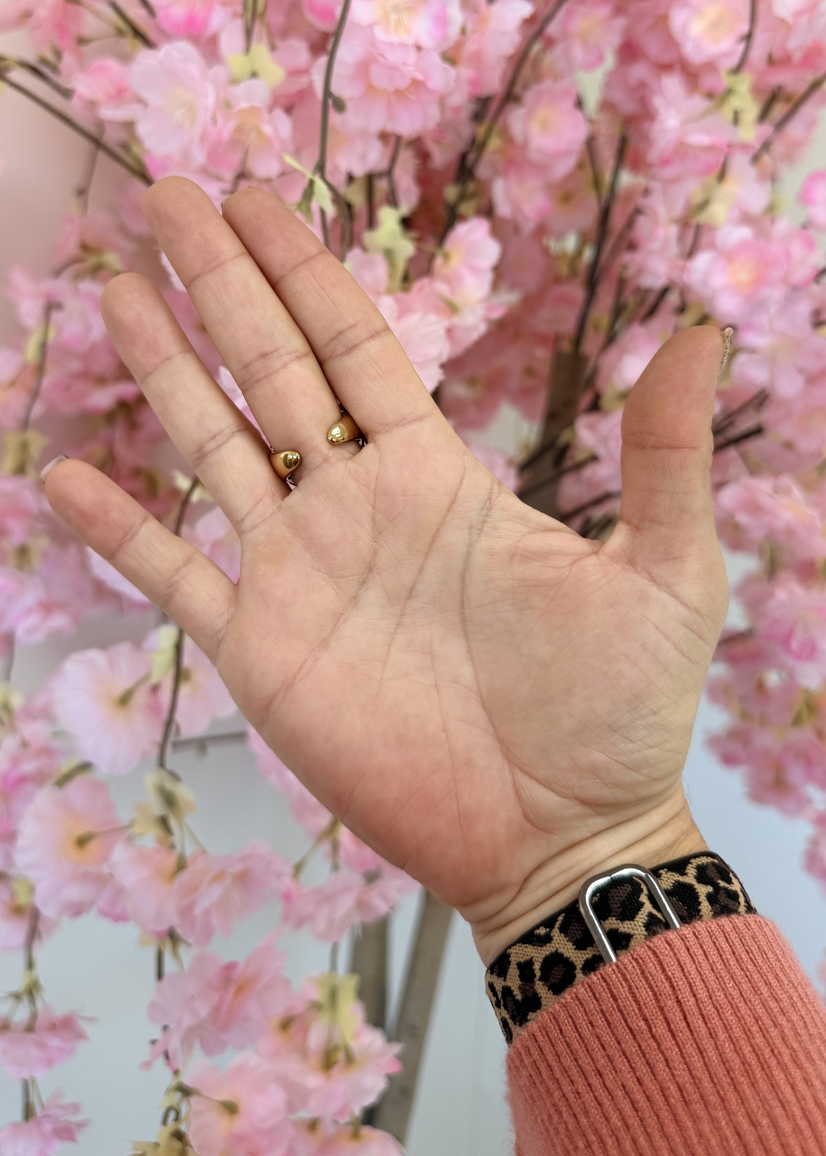 Bague chevalière à billes dorées – Acier inoxydable
