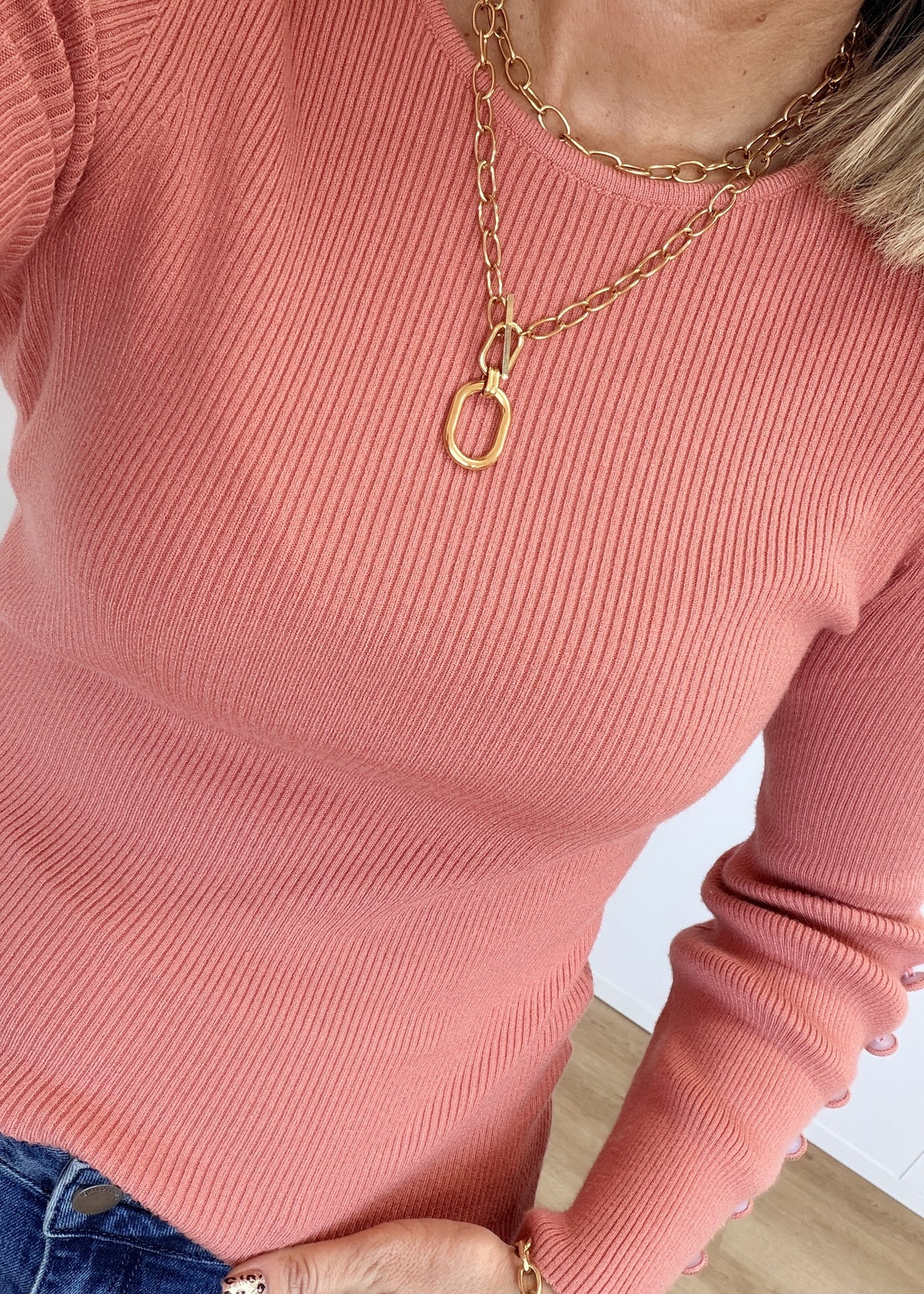 Collier maille double doré