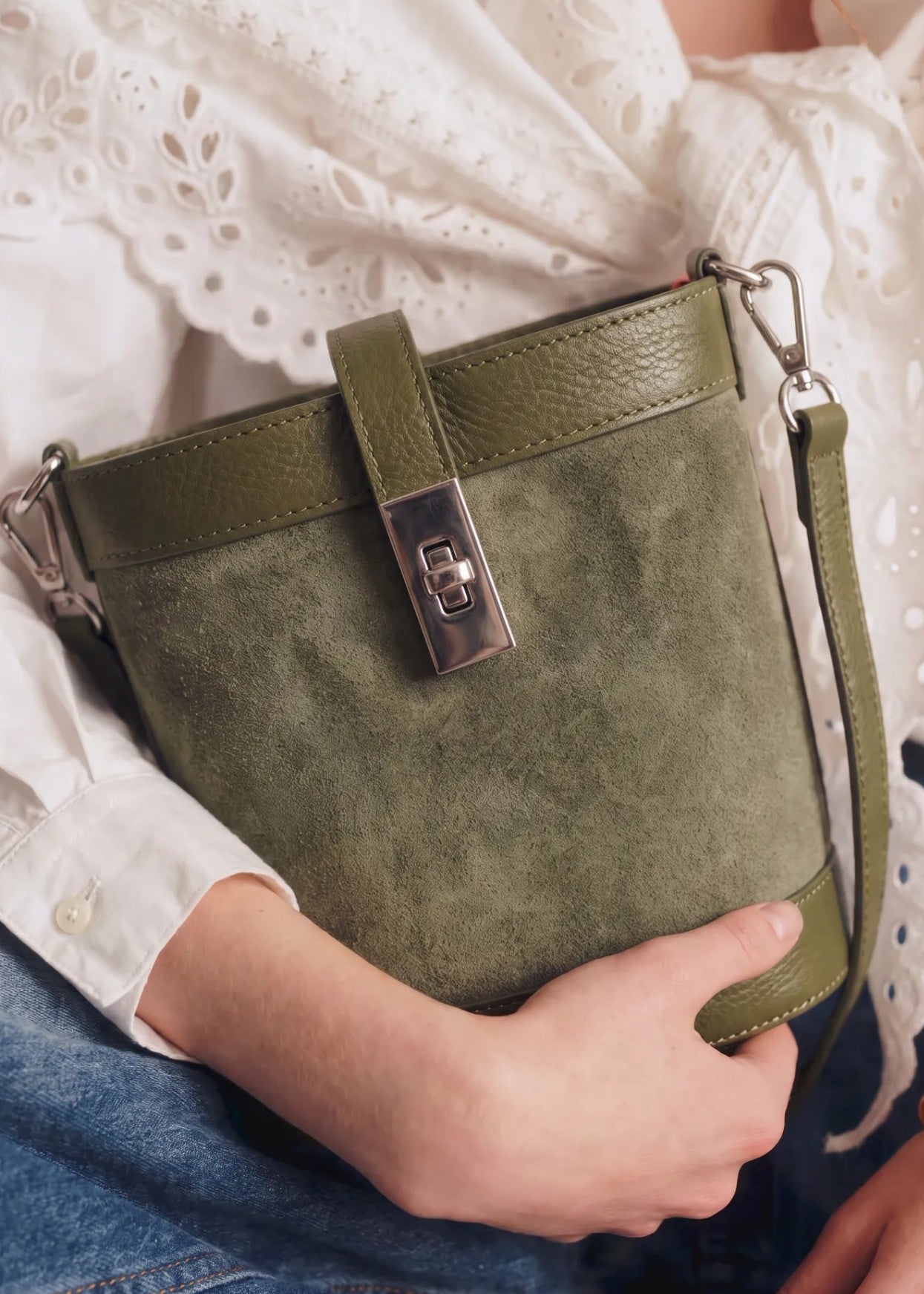 Sac à main seau en cuir 100 % Made in Italy