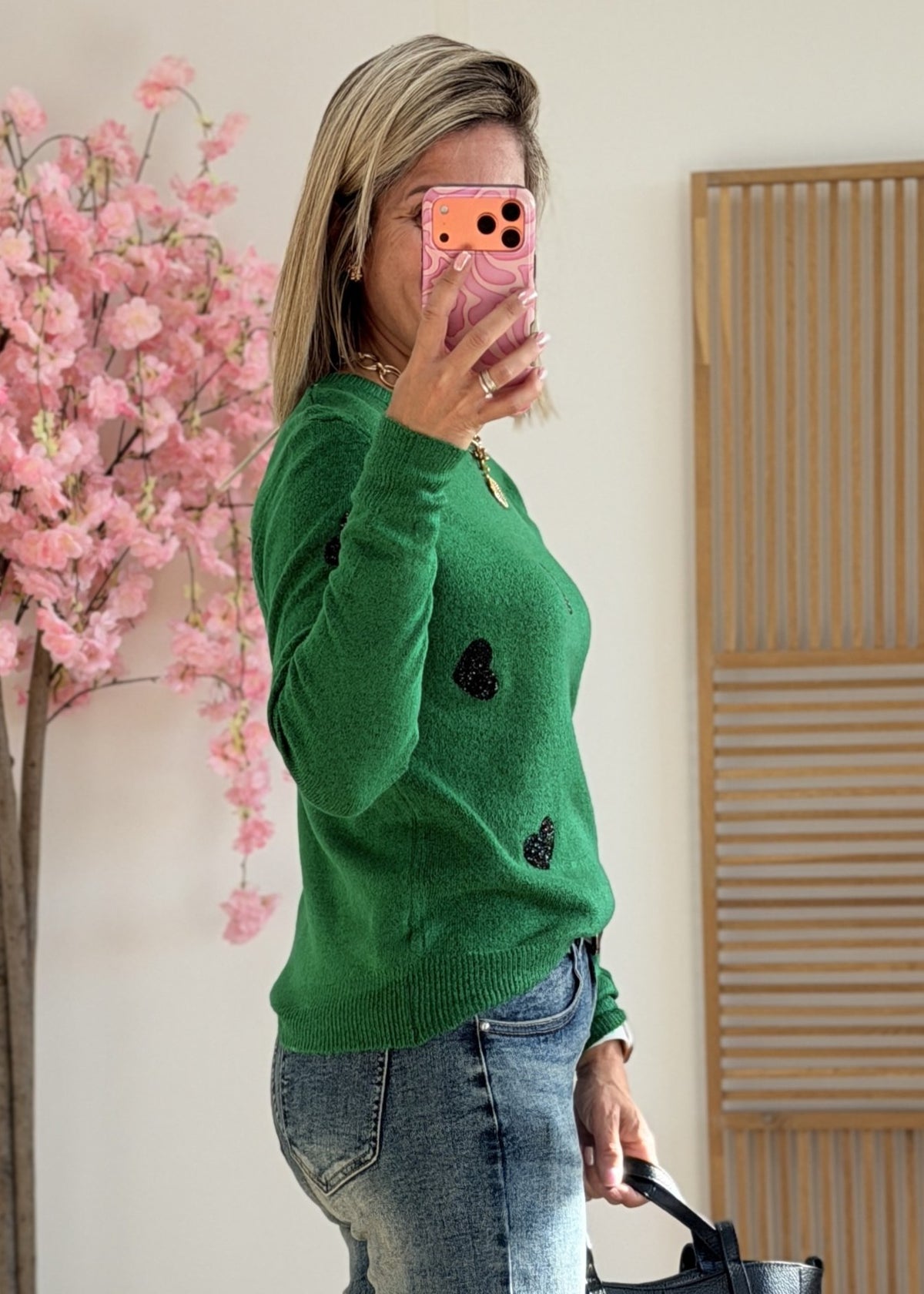 Pull cœur sequins noir