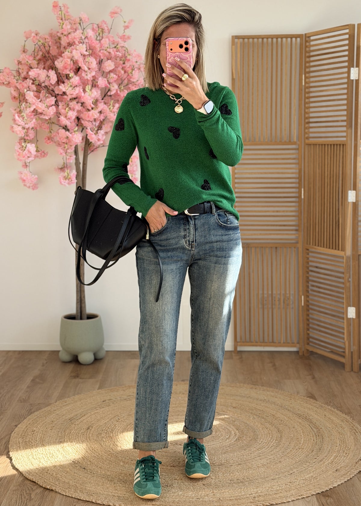 Jean mom ceinturé taille haute