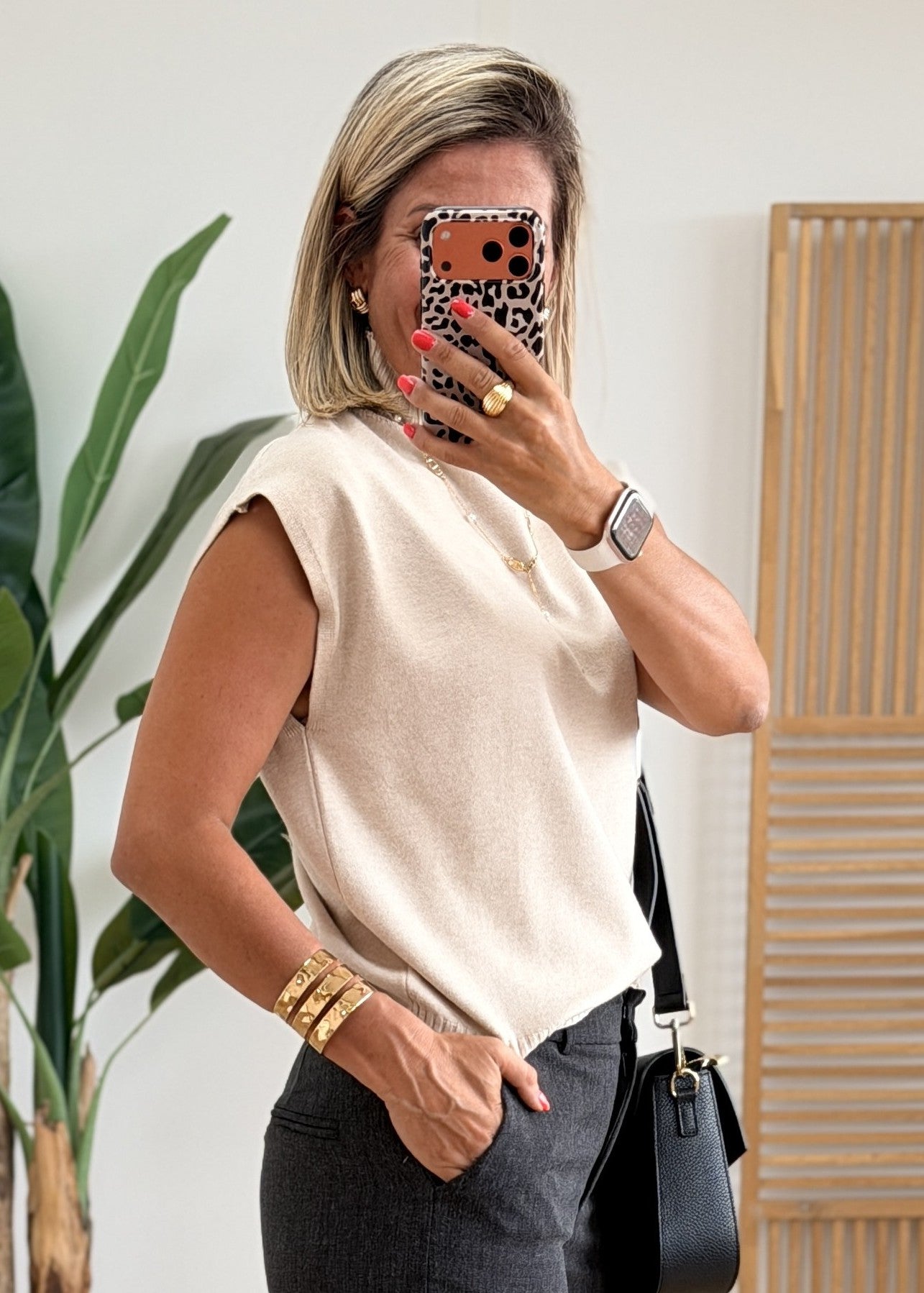 Pull Col Roulé Sans Manches