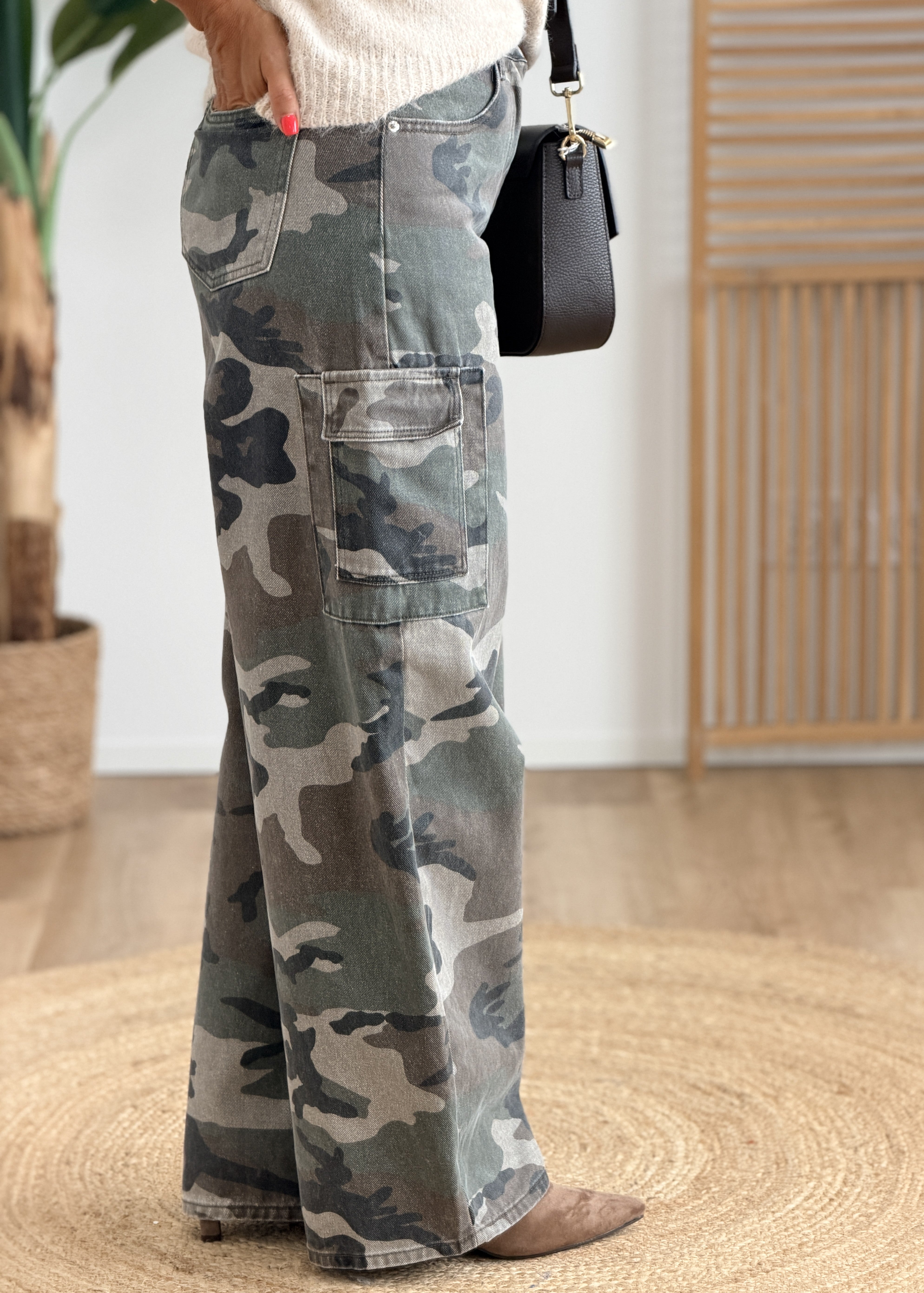 Jean Style Militaire Taille Haute