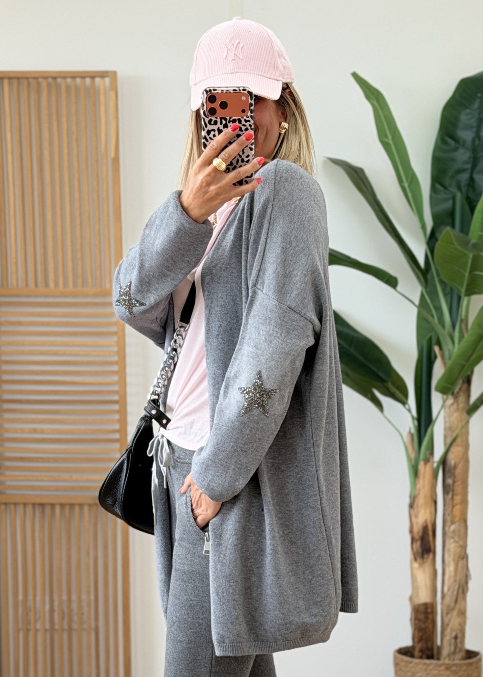 Gilet Oversize Étoiles Strass sur les Coudes - Made in Italy