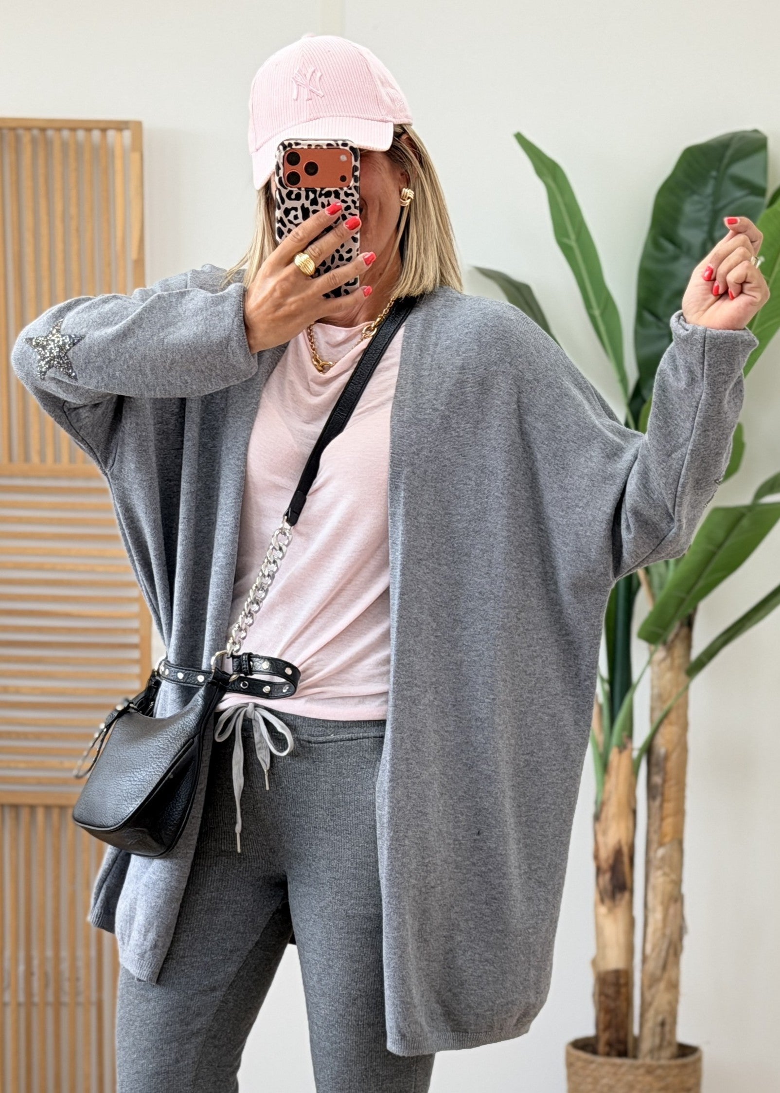 Gilet Oversize Étoiles Strass sur les Coudes - Made in Italy
