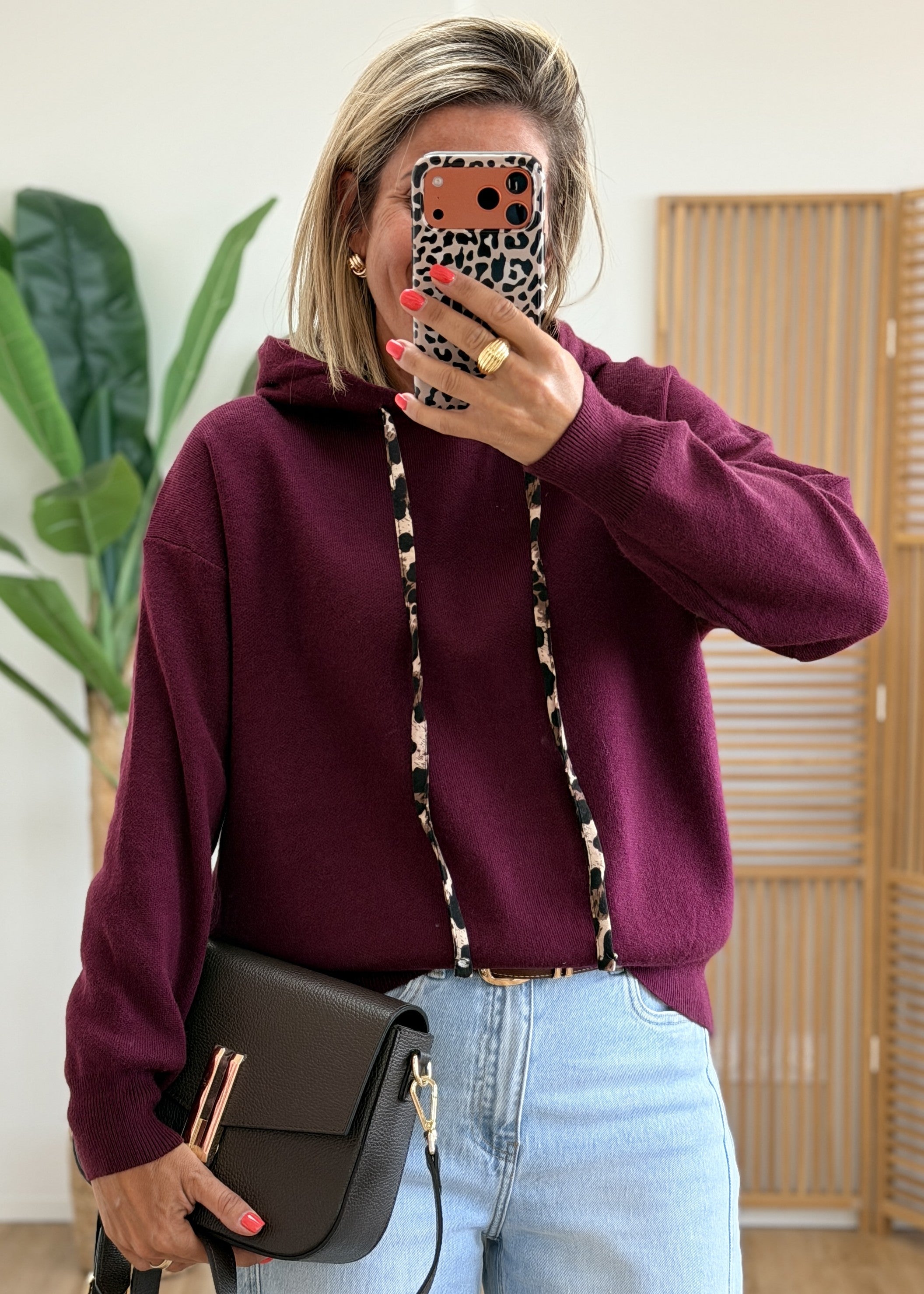 Sweat Capuche – Lien & Intérieur Léopard
