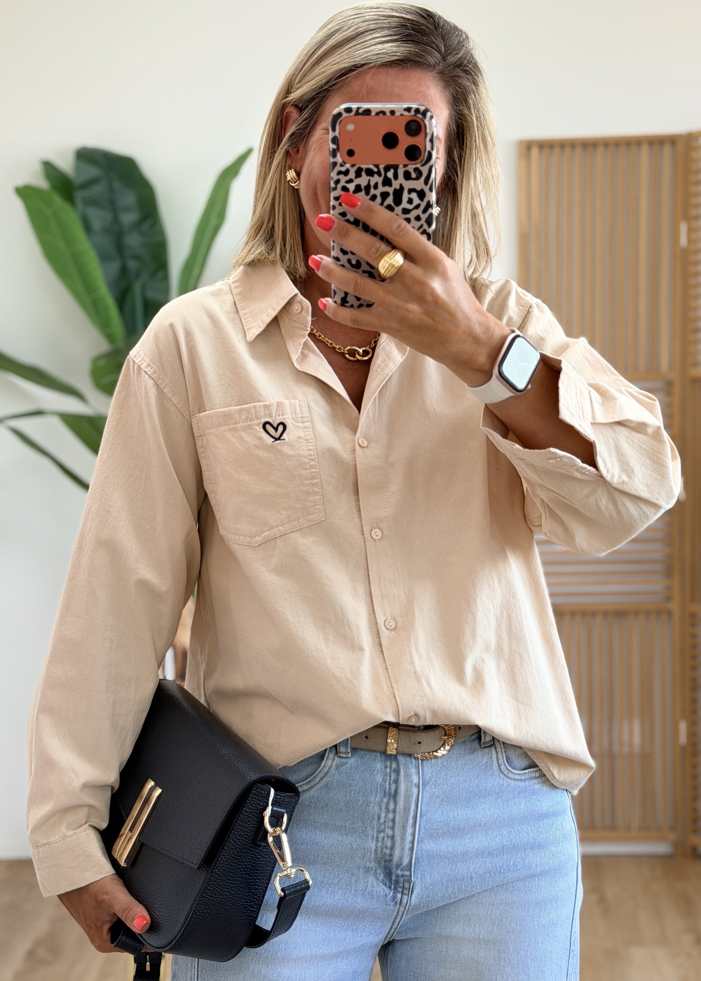 Chemise Beige Cœur Marine