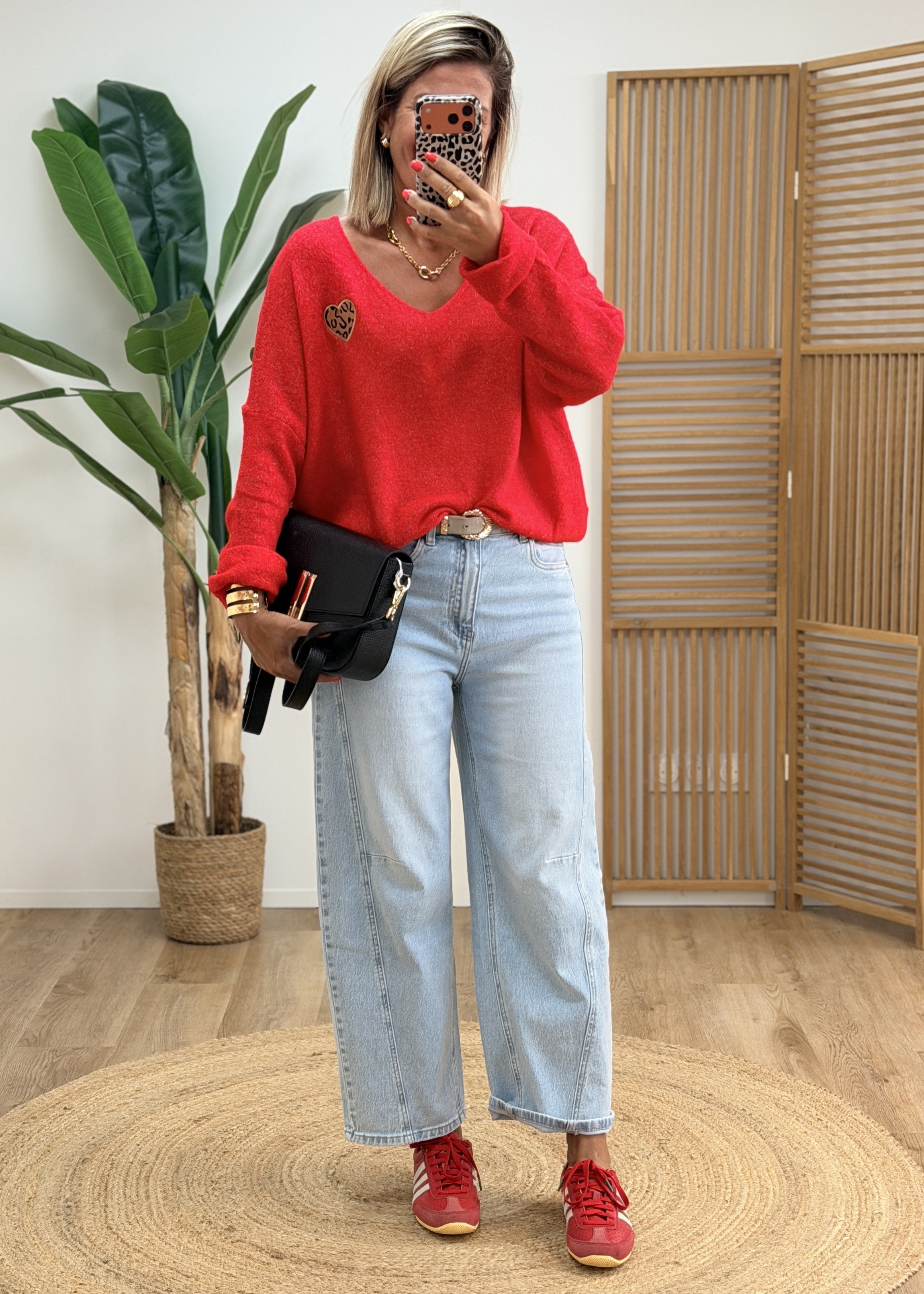 Pull Très Doux avec Cœur Léopard