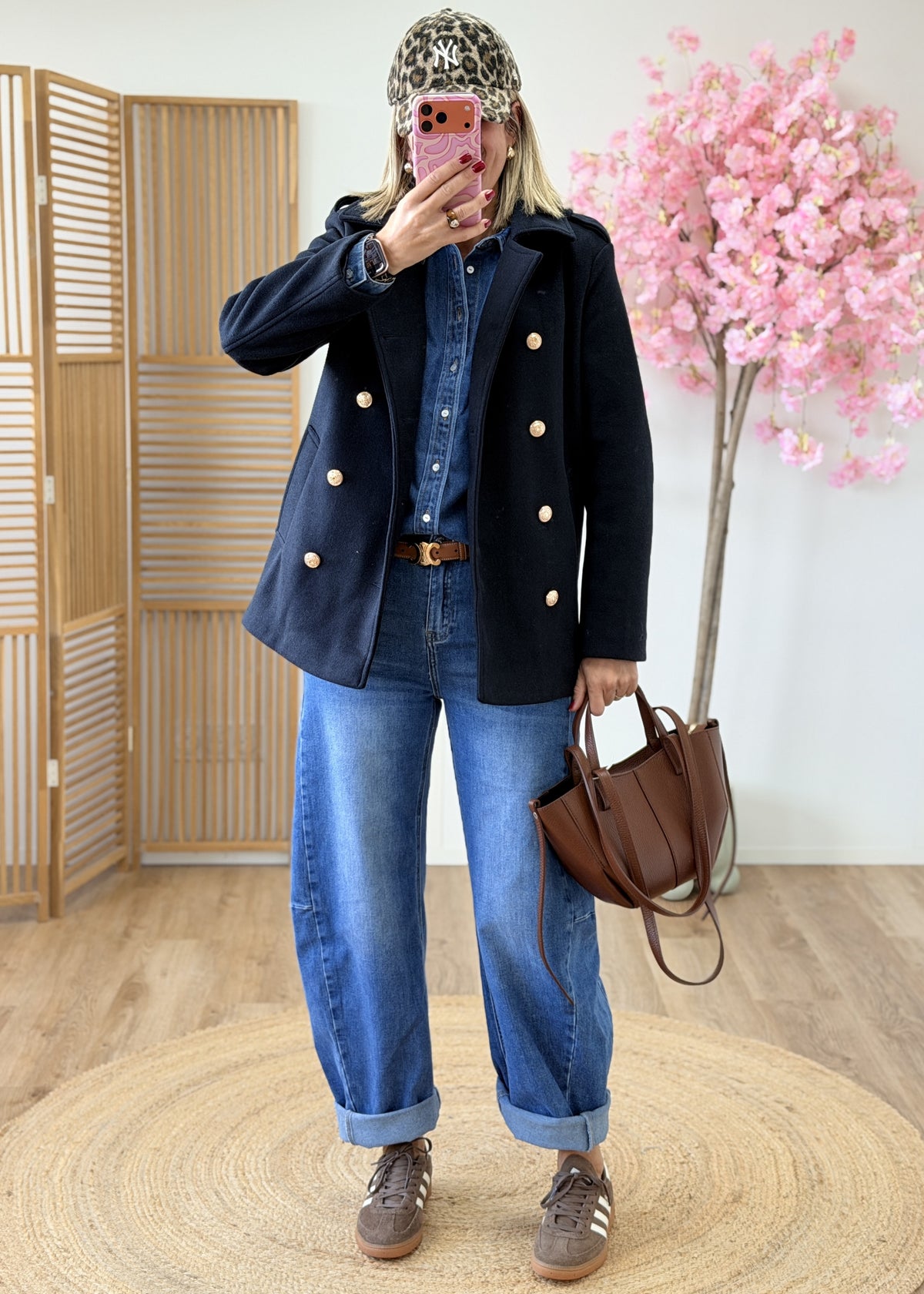 Manteau esprit caban à boutons dorés