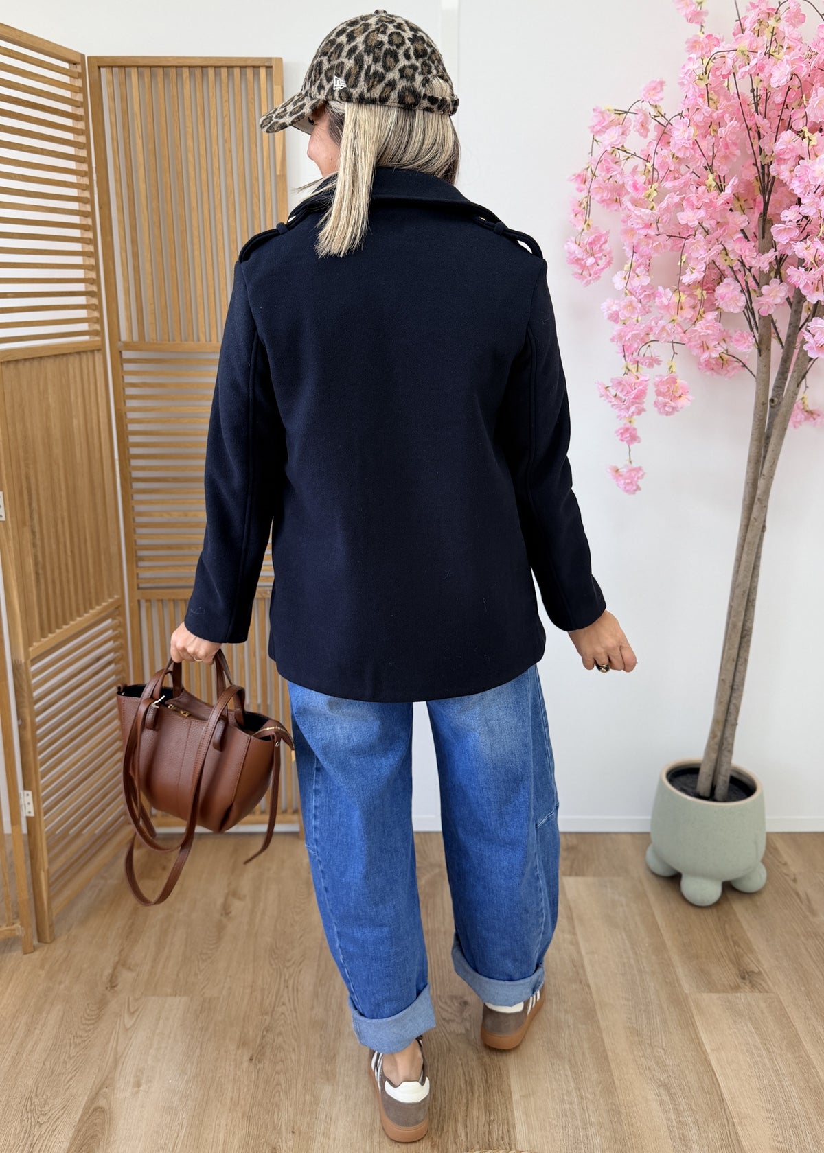 Manteau esprit caban à boutons dorés