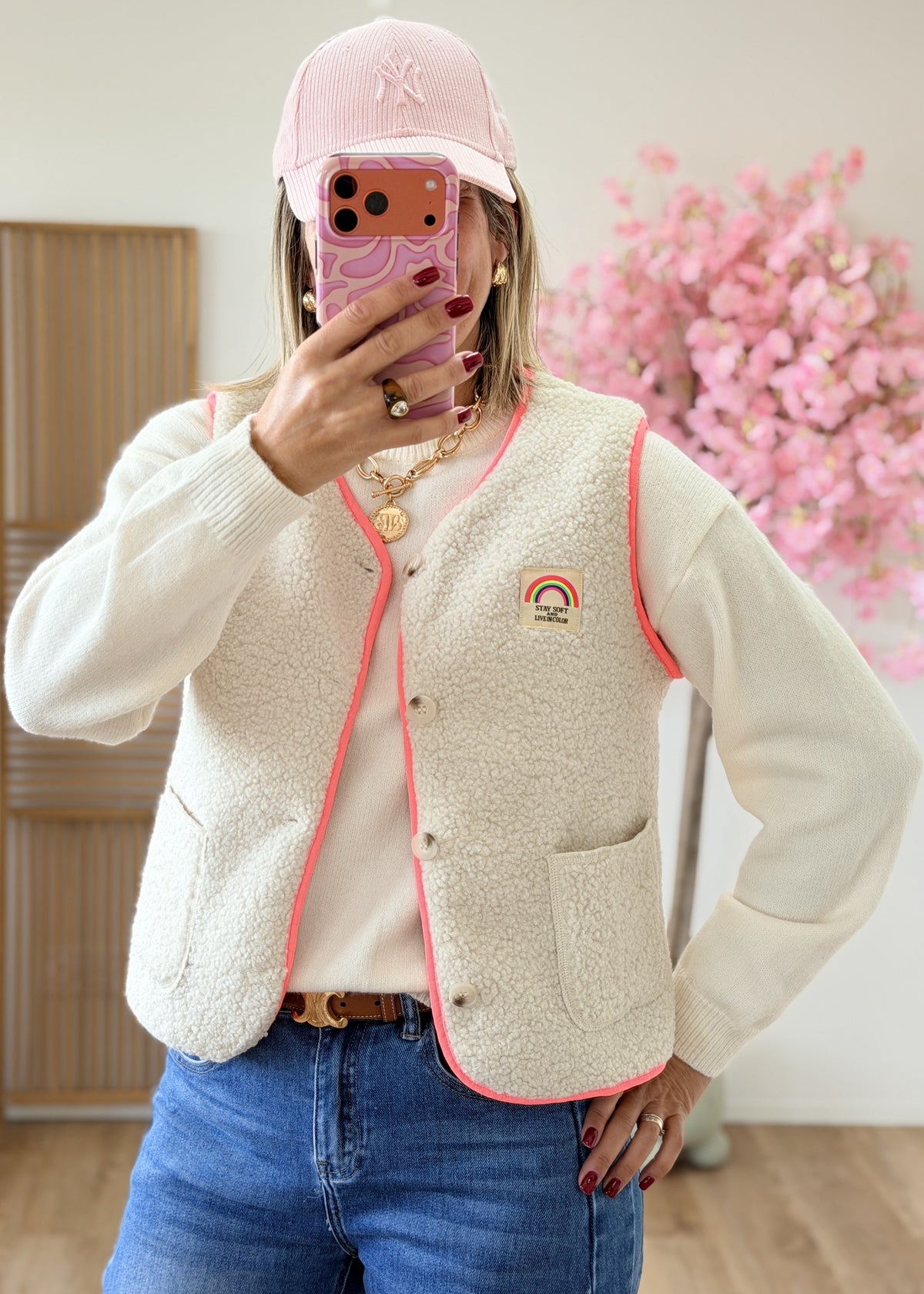 Gilet sans manches à détail fluo