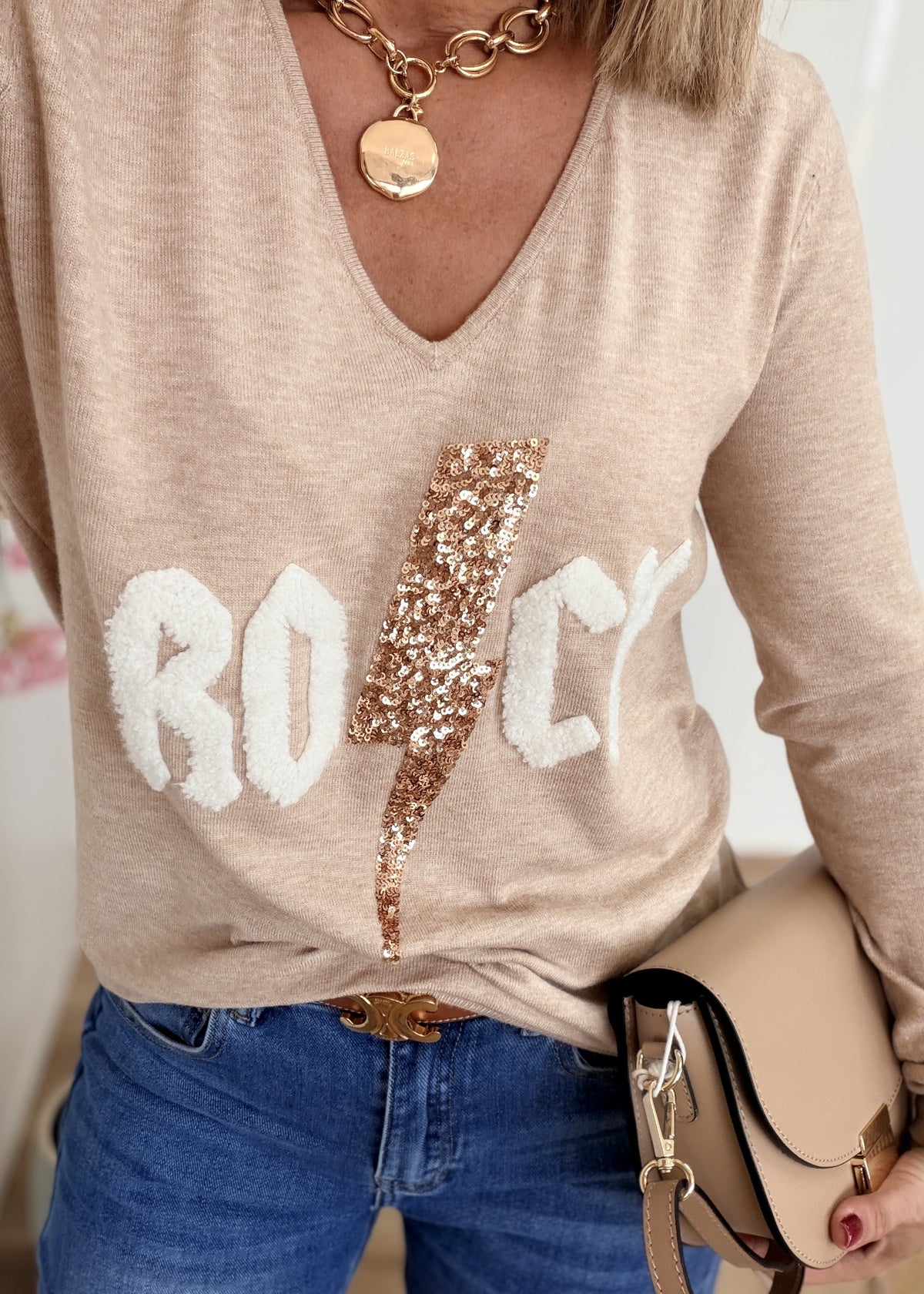 Pull léger Rock à sequins
