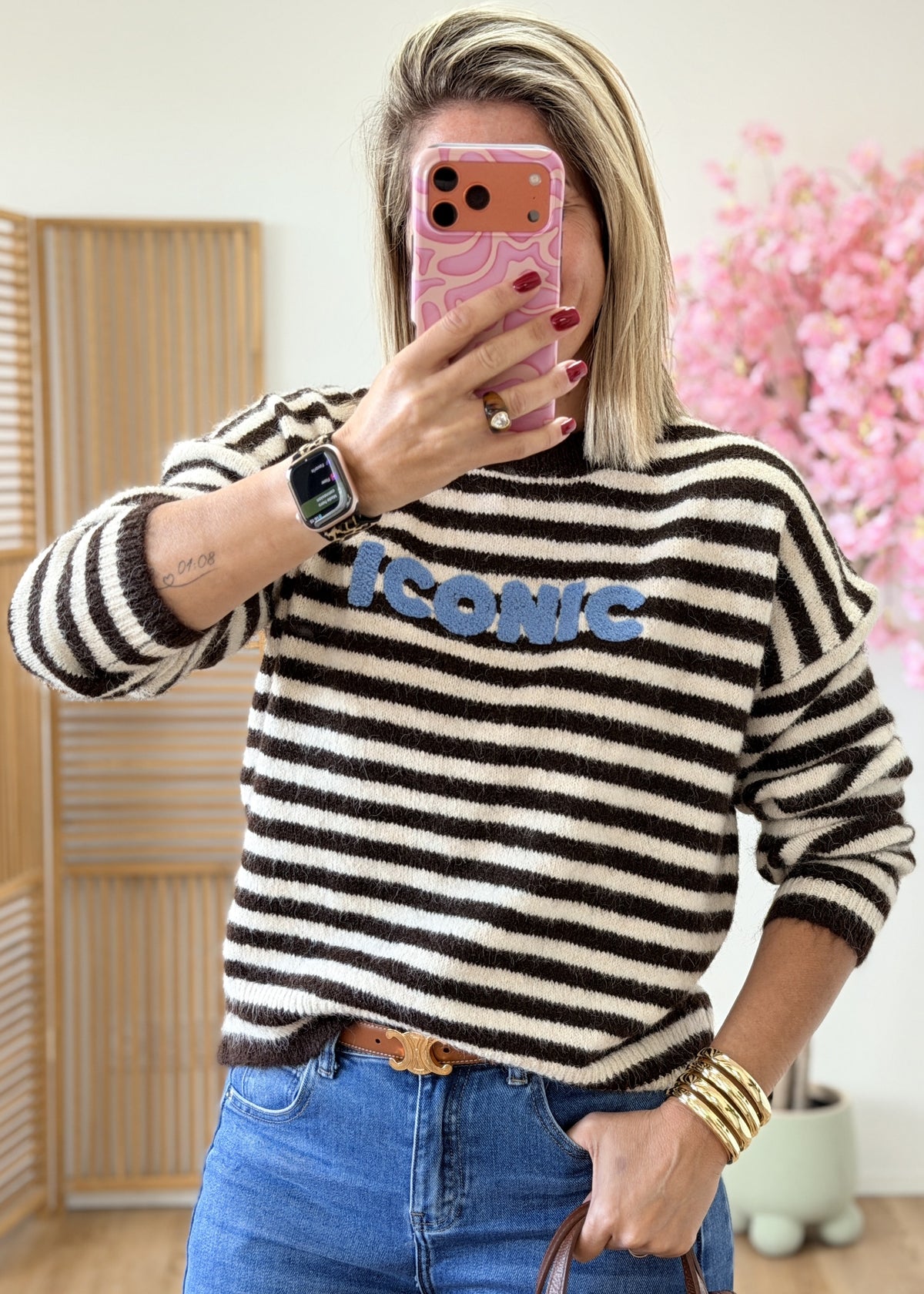 Pull rayé Iconic – Taille unique
