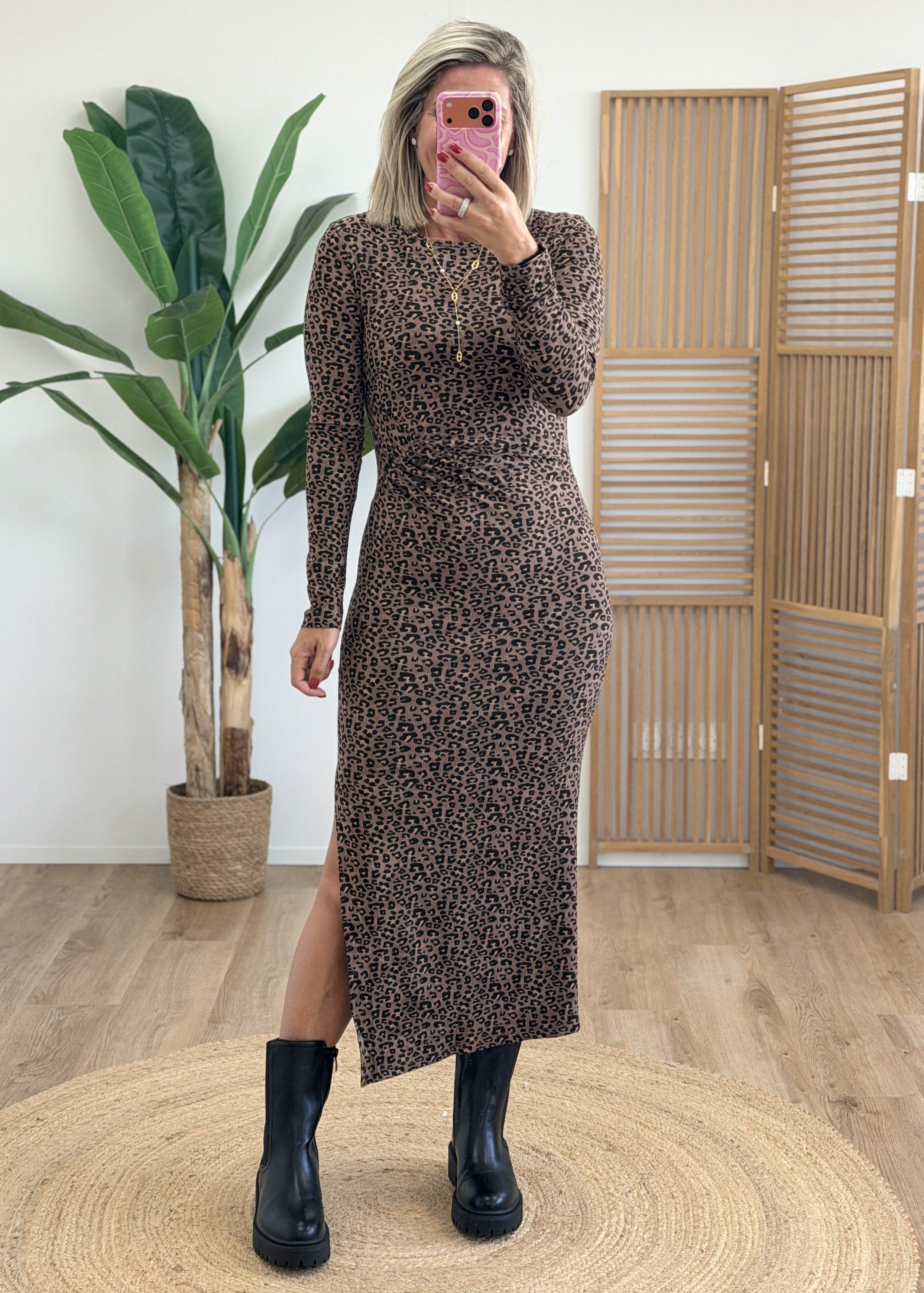 Robe Longue Léopard Ajustée